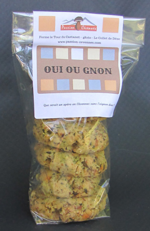 Biscuits salés Oui ou Gnon, châtaigne oignons